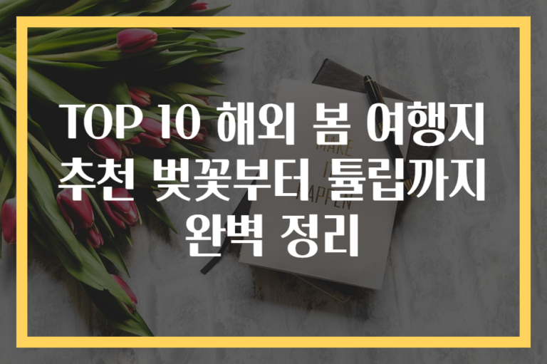 TOP 10 해외 봄 여행지 추천 벚꽃부터 튤립까지 완벽 정리