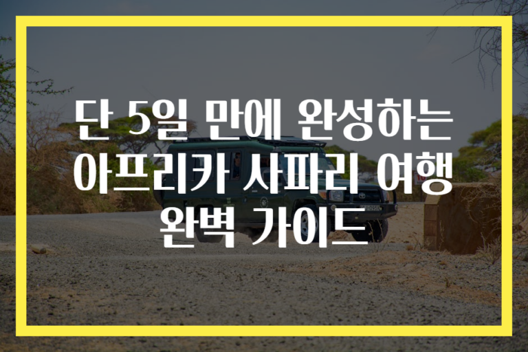 단 5일 만에 완성하는 아프리카 사파리 여행 완벽 가이드