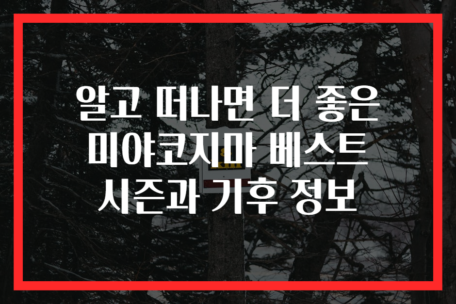 알고 떠나면 더 좋은 미야코지마 베스트 시즌과 기후 정보