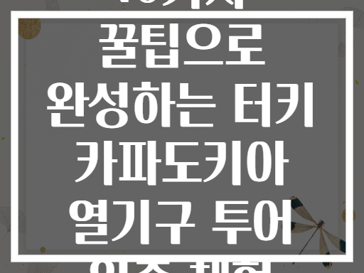 10가지 꿀팁으로 완성하는 터키 카파도키아 열기구 투어 일출 체험
