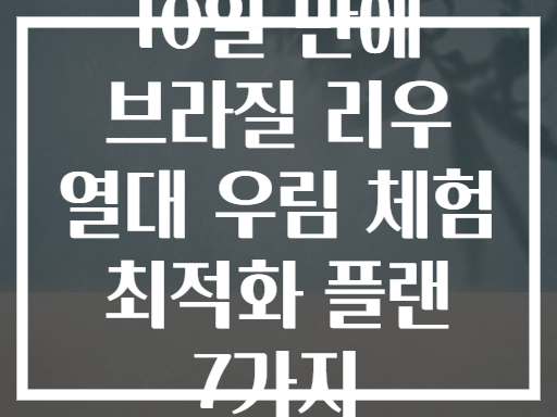 10일 만에 브라질 리우 열대 우림 체험 최적화 플랜 7가지