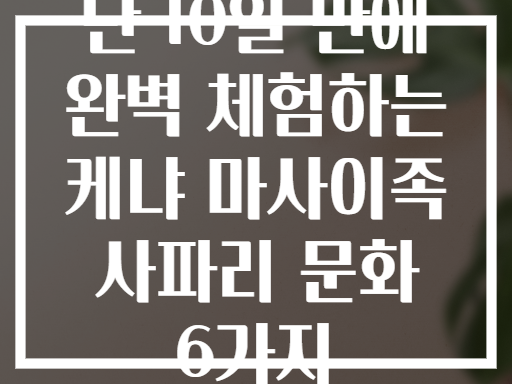 단 10일 만에 완벽 체험하는 케냐 마사이족 사파리 문화 6가지