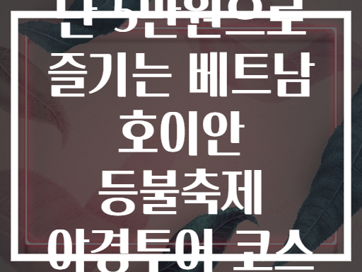 단 5만원으로 즐기는 베트남 호이안 등불축제 야경투어 코스