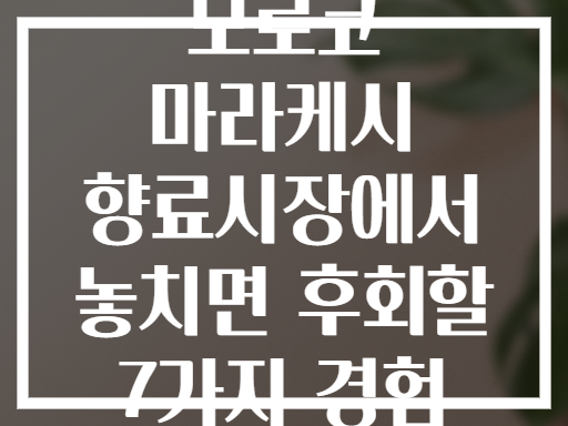 모로코 마라케시 향료시장에서 놓치면 후회할 7가지 경험