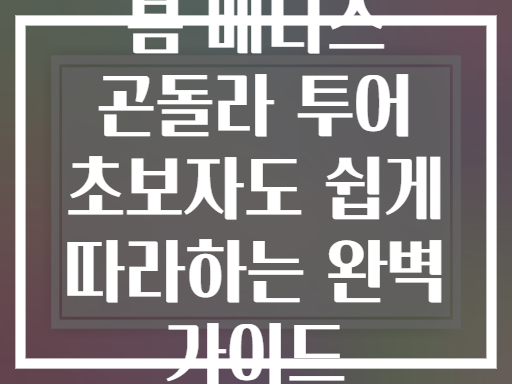 봄 베니스 곤돌라 투어 초보자도 쉽게 따라하는 완벽 가이드