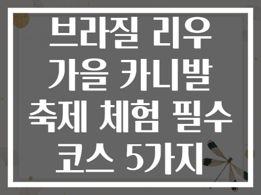 브라질 리우 가을 카니발 축제 체험 필수 코스 5가지