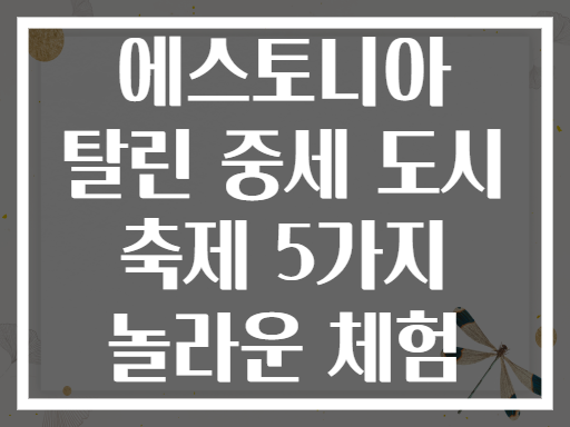 에스토니아 탈린 중세 도시 축제 5가지 놀라운 체험