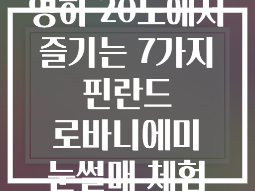 영하 20도에서 즐기는 7가지 핀란드 로바니에미 눈썰매 체험