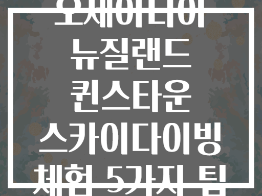 오세아니아 뉴질랜드 퀸스타운 스카이다이빙 체험 5가지 팁