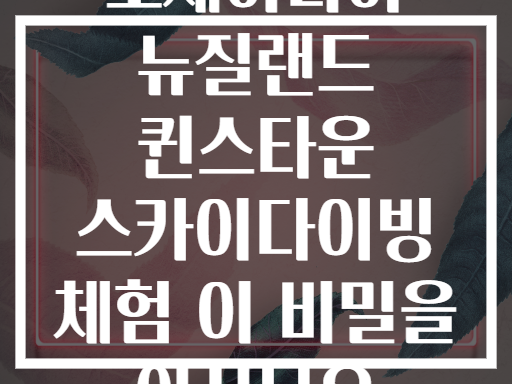 오세아니아 뉴질랜드 퀸스타운 스카이다이빙 체험 이 비밀을 아시나요