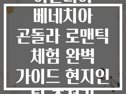 이탈리아 베네치아 곤돌라 로맨틱 체험 완벽 가이드 현지인 팁 총정리