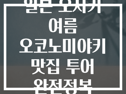 일본 오사카 여름 오코노미야키 맛집 투어 완전정복