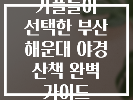 커플들이 선택한 부산 해운대 야경 산책 완벽 가이드