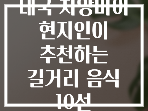 태국 치앙마이 현지인이 추천하는 길거리 음식 10선