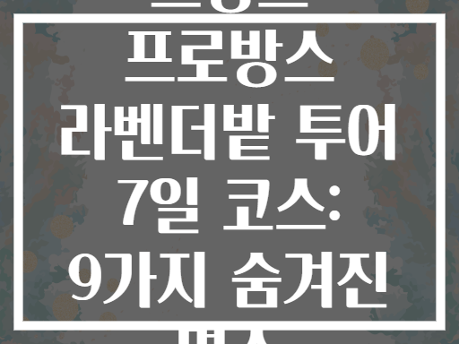 프랑스 프로방스 라벤더밭 투어 7일 코스: 9가지 숨겨진 명소